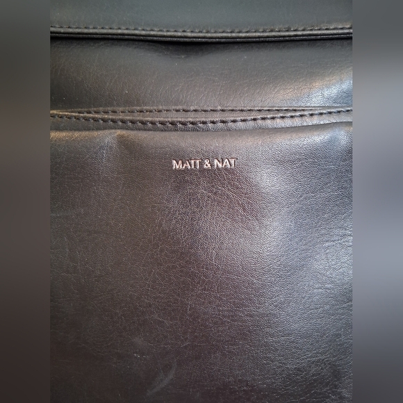 EUC Matt And Nat Black Smooth Vegan Leather School Work Laptop Backpack - Picture 9 of 16